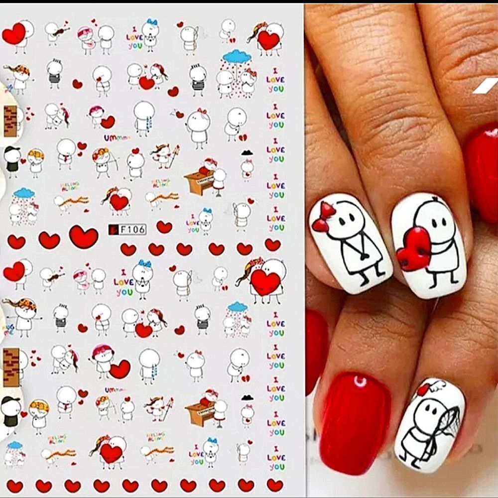 💕 $6 Bundled I Love You Emoticons Nail Decal Stickers